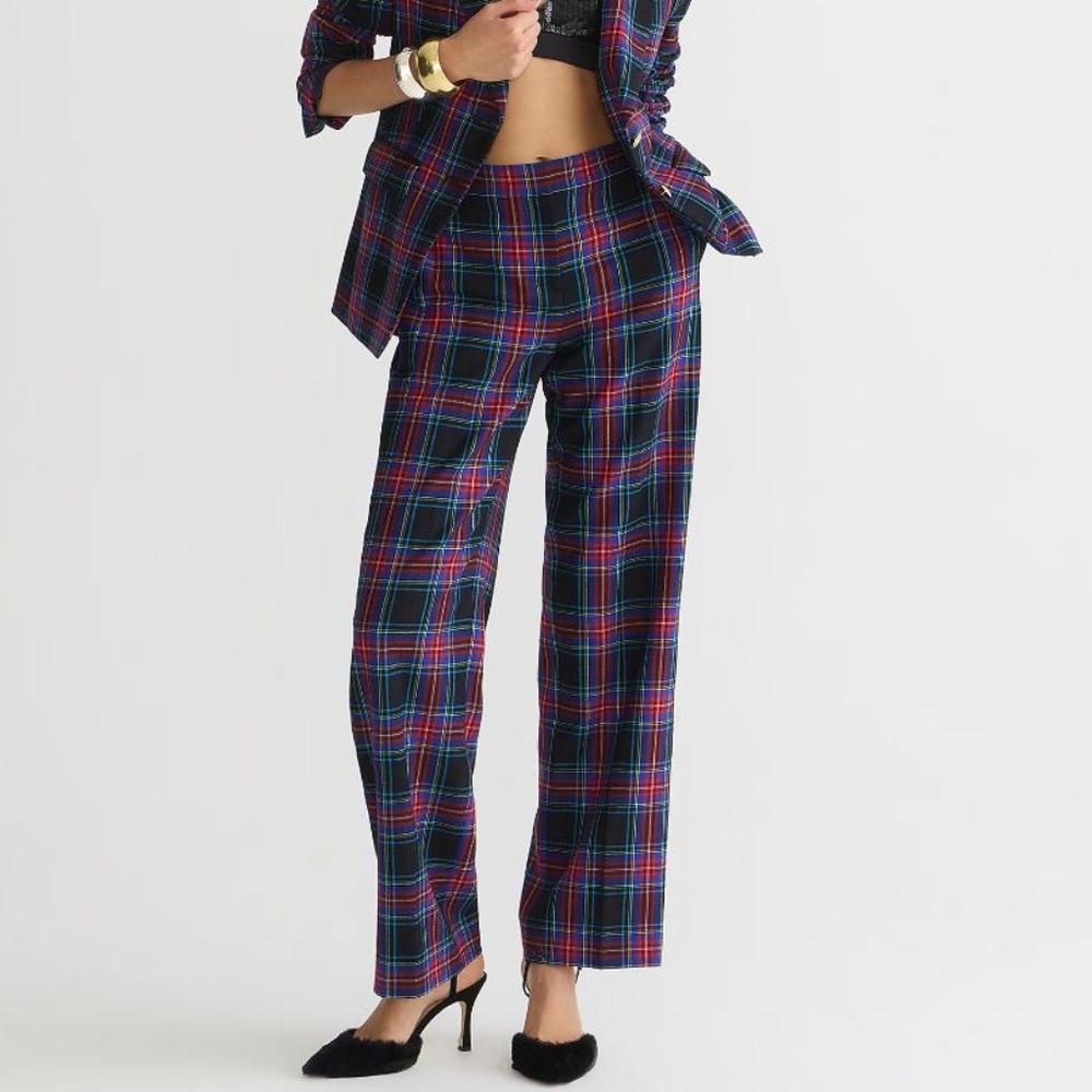 J. Crew Sydney Wide Leg Pant in Stewart Tartan Wool